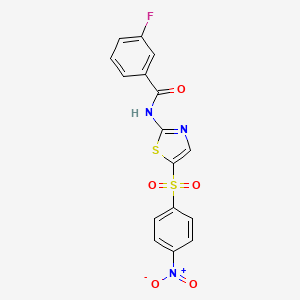 molecular formula C16H10FN3O5S2 B2674819 3-fluoro-N-(5-((4-nitrophenyl)sulfonyl)thiazol-2-yl)benzamide CAS No. 313395-88-9