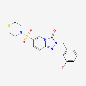 molecular formula C17H17FN4O3S2 B2674821 2-(3-fluorobenzyl)-6-(thiomorpholinosulfonyl)-[1,2,4]triazolo[4,3-a]pyridin-3(2H)-one CAS No. 1251632-81-1
