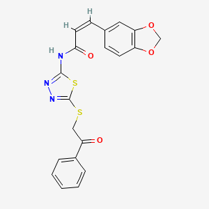 (Z)-3-(benzo[d][1,3]dioxol-5-yl)-N-(5-((2-oxo-2-phenylethyl)thio)-1,3,4-thiadiazol-2-yl)acrylamide