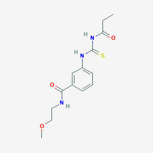 molecular formula C14H19N3O3S B267485 N-(2-methoxyethyl)-3-[(propanoylcarbamothioyl)amino]benzamide 
