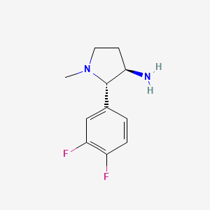 molecular formula C11H14F2N2 B2674907 (2S,3R)-2-(3,4-二氟苯基)-1-甲基吡咯啉-3-胺 CAS No. 2219373-96-1