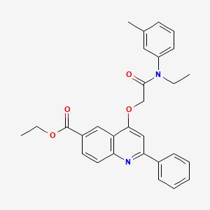 Ethyl 4-(2-(ethyl(m-tolyl)amino)-2-oxoethoxy)-2-phenylquinoline-6-carboxylate