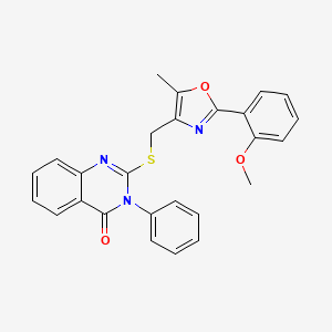 molecular formula C26H21N3O3S B2674940 2-(((2-(2-甲氧基苯基)-5-甲基噁唑-4-基)甲硫基)-3-苯基喹唑啉-4(3H)-酮 CAS No. 1114827-50-7