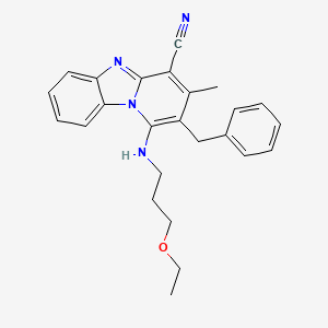 molecular formula C25H26N4O B2674949 2-Benzyl-1-[(3-ethoxypropyl)amino]-3-methylpyrido[1,2-a]benzimidazole-4-carbonitrile CAS No. 331868-01-0