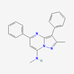 molecular formula C20H18N4 B2674951 N,2-dimethyl-3,5-diphenylpyrazolo[1,5-a]pyrimidin-7-amine CAS No. 924828-50-2