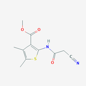 molecular formula C11H12N2O3S B2674954 Methyl 2-[(cyanoacetyl)amino]-4,5-dimethylthiophene-3-carboxylate CAS No. 545347-86-2