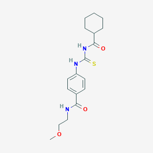 molecular formula C18H25N3O3S B267496 4-{[(cyclohexylcarbonyl)carbamothioyl]amino}-N-(2-methoxyethyl)benzamide 