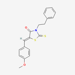molecular formula C19H17NO2S2 B2674965 (Z)-5-(4-methoxybenzylidene)-3-phenethyl-2-thioxothiazolidin-4-one CAS No. 302823-98-9