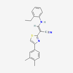 (2E)-2-[4-(3,4-dimethylphenyl)-1,3-thiazol-2-yl]-3-[(2-ethylphenyl)amino]prop-2-enenitrile