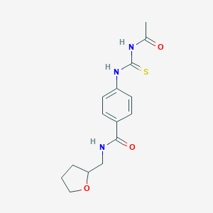 molecular formula C15H19N3O3S B267497 4-[(acetylcarbamothioyl)amino]-N-(tetrahydrofuran-2-ylmethyl)benzamide 