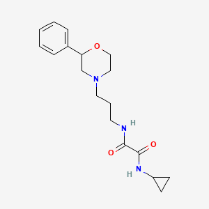 molecular formula C18H25N3O3 B2674976 N1-环丙基-N2-(3-(2-苯基吗啉基)丙基)草酰胺 CAS No. 954026-68-7