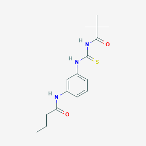 molecular formula C16H23N3O2S B267499 N-(3-{[(2,2-dimethylpropanoyl)carbamothioyl]amino}phenyl)butanamide 