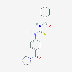 molecular formula C19H25N3O2S B267500 N-{[4-(pyrrolidin-1-ylcarbonyl)phenyl]carbamothioyl}cyclohexanecarboxamide 