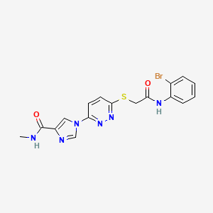 molecular formula C17H15BrN6O2S B2675002 1-(6-((2-((2-bromophenyl)amino)-2-oxoethyl)thio)pyridazin-3-yl)-N-methyl-1H-imidazole-4-carboxamide CAS No. 1286713-16-3