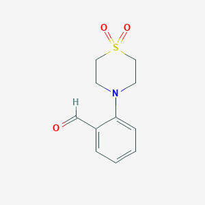 molecular formula C11H13NO3S B2675019 2-(1,1-Dioxo-1,4-thiazinan-4-yl)benzaldehyde CAS No. 1155535-71-9