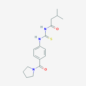 molecular formula C17H23N3O2S B267502 3-methyl-N-{[4-(pyrrolidin-1-ylcarbonyl)phenyl]carbamothioyl}butanamide 
