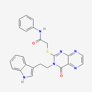 2-({3-[2-(1H-indol-3-yl)ethyl]-4-oxo-3,4-dihydropteridin-2-yl}thio)-N-phenylacetamide