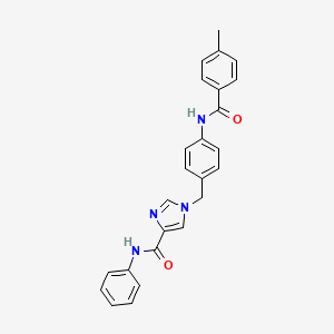 molecular formula C25H22N4O2 B2675023 1-(4-(4-methylbenzamido)benzyl)-N-phenyl-1H-imidazole-4-carboxamide CAS No. 1251684-73-7