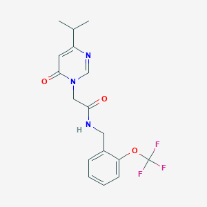 molecular formula C17H18F3N3O3 B2675026 2-(4-isopropyl-6-oxopyrimidin-1(6H)-yl)-N-(2-(trifluoromethoxy)benzyl)acetamide CAS No. 1226435-88-6