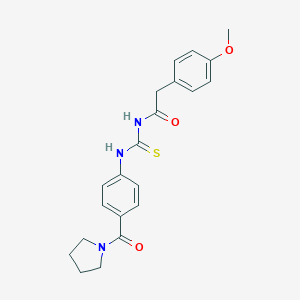 molecular formula C21H23N3O3S B267503 N-[(4-methoxyphenyl)acetyl]-N'-[4-(1-pyrrolidinylcarbonyl)phenyl]thiourea 