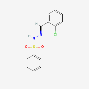 molecular formula C14H13ClN2O2S B2675035 N-[(E)-(2-chlorophenyl)methylideneamino]-4-methylbenzenesulfonamide CAS No. 1228681-08-0