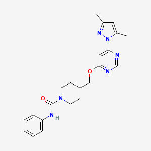 molecular formula C22H26N6O2 B2675042 4-[[6-(3,5-Dimethylpyrazol-1-yl)pyrimidin-4-yl]oxymethyl]-N-phenylpiperidine-1-carboxamide CAS No. 2380187-88-0