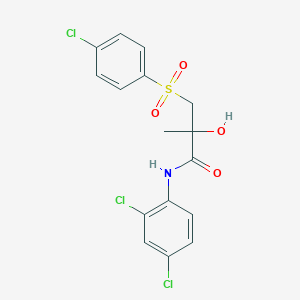 molecular formula C16H14Cl3NO4S B2675060 3-[(4-chlorophenyl)sulfonyl]-N-(2,4-dichlorophenyl)-2-hydroxy-2-methylpropanamide CAS No. 339275-80-8