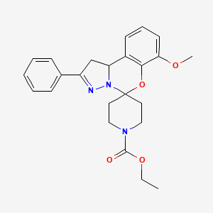 molecular formula C24H27N3O4 B2675068 乙酸7-甲氧基-2-苯基-1,10b-二氢螺[苯并[e]吡嗪-5,4'-哌啶]-1'-羧酯 CAS No. 899972-30-6