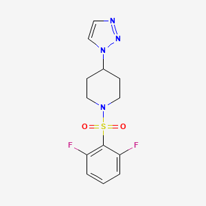 molecular formula C13H14F2N4O2S B2675078 1-((2,6-difluorophenyl)sulfonyl)-4-(1H-1,2,3-triazol-1-yl)piperidine CAS No. 1787878-49-2