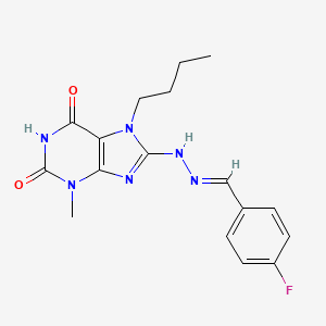 7-Butyl-8-[(2E)-2-[(4-fluorophenyl)methylidene]hydrazinyl]-3-methylpurine-2,6-dione