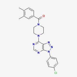 molecular formula C23H22ClN7O B2675084 (4-(3-(4-chlorophenyl)-3H-[1,2,3]triazolo[4,5-d]pyrimidin-7-yl)piperazin-1-yl)(3,4-dimethylphenyl)methanone CAS No. 920369-36-4