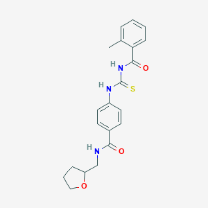 molecular formula C21H23N3O3S B267509 2-methyl-N-({4-[(tetrahydrofuran-2-ylmethyl)carbamoyl]phenyl}carbamothioyl)benzamide 