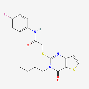 molecular formula C18H18FN3O2S2 B2675093 2-[(3-丁基-4-氧代-3,4-二氢噻吩并[3,2-d]嘧啶-2-基)硫代]-N-(4-氟苯基)乙酰胺 CAS No. 1252912-35-8