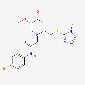 N-(4-bromophenyl)-2-(5-methoxy-2-(((1-methyl-1H-imidazol-2-yl)thio)methyl)-4-oxopyridin-1(4H)-yl)acetamide