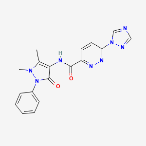 molecular formula C18H16N8O2 B2675100 N-(1,5-dimethyl-3-oxo-2-phenyl-2,3-dihydro-1H-pyrazol-4-yl)-6-(1H-1,2,4-triazol-1-yl)pyridazine-3-carboxamide CAS No. 1448053-74-4