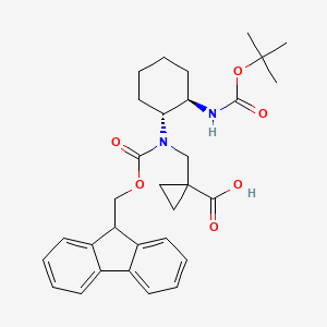 molecular formula C31H38N2O6 B2675112 1-[[9H-Fluoren-9-ylmethoxycarbonyl-[(1R,2R)-2-[(2-methylpropan-2-yl)oxycarbonylamino]cyclohexyl]amino]methyl]cyclopropane-1-carboxylic acid CAS No. 2137036-51-0
