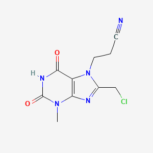 molecular formula C10H10ClN5O2 B2675119 3-(8-(chloromethyl)-3-methyl-2,6-dioxo-2,3-dihydro-1H-purin-7(6H)-yl)propanenitrile CAS No. 1170464-17-1