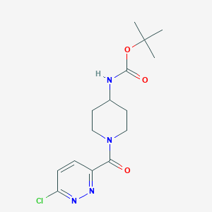 molecular formula C15H21ClN4O3 B2675122 叔丁基-N-[1-(6-氯吡嗪-3-甲酰基)哌啶-4-基]甲酸酯 CAS No. 2377031-90-6