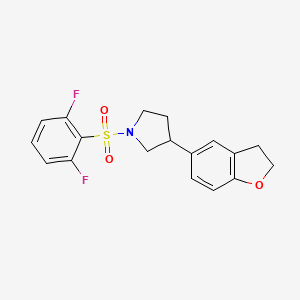 molecular formula C18H17F2NO3S B2675127 1-(2,6-Difluorobenzenesulfonyl)-3-(2,3-dihydro-1-benzofuran-5-yl)pyrrolidine CAS No. 2097919-47-4