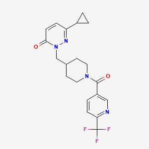 molecular formula C20H21F3N4O2 B2675138 6-Cyclopropyl-2-({1-[6-(trifluoromethyl)pyridine-3-carbonyl]piperidin-4-yl}methyl)-2,3-dihydropyridazin-3-one CAS No. 2201706-52-5