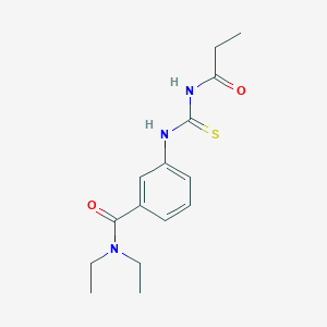 molecular formula C15H21N3O2S B267514 N,N-diethyl-3-{[(propionylamino)carbothioyl]amino}benzamide 