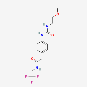 molecular formula C14H18F3N3O3 B2675147 2-(4-(3-(2-methoxyethyl)ureido)phenyl)-N-(2,2,2-trifluoroethyl)acetamide CAS No. 1235658-69-1
