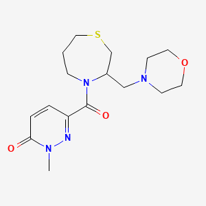 molecular formula C16H24N4O3S B2675160 2-methyl-6-(3-(morpholinomethyl)-1,4-thiazepane-4-carbonyl)pyridazin-3(2H)-one CAS No. 1421481-68-6