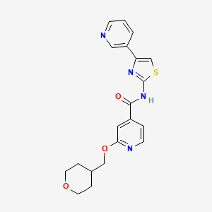 molecular formula C20H20N4O3S B2675173 N-(4-(pyridin-3-yl)thiazol-2-yl)-2-((tetrahydro-2H-pyran-4-yl)methoxy)isonicotinamide CAS No. 2034270-84-1