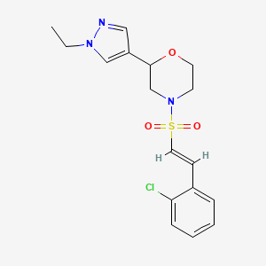 molecular formula C17H20ClN3O3S B2675174 4-[(E)-2-(2-Chlorophenyl)ethenyl]sulfonyl-2-(1-ethylpyrazol-4-yl)morpholine CAS No. 2111907-18-5