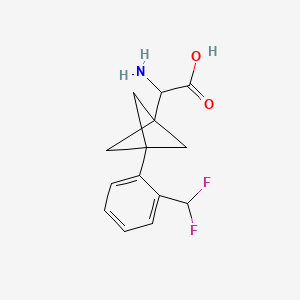 molecular formula C14H15F2NO2 B2675187 2-Amino-2-[3-[2-(difluoromethyl)phenyl]-1-bicyclo[1.1.1]pentanyl]acetic acid CAS No. 2287262-46-6