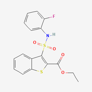 molecular formula C17H14FNO4S2 B2675190 Ethyl 3-[(2-fluorophenyl)sulfamoyl]-1-benzothiophene-2-carboxylate CAS No. 932464-52-3