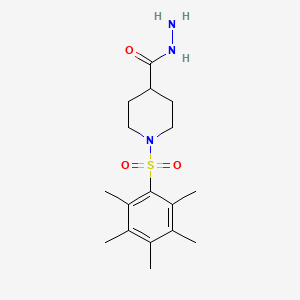molecular formula C17H27N3O3S B2675192 1-(2,3,4,5,6-五甲基苯基磺酰基)哌啶-4-甲酰肼 CAS No. 590357-06-5