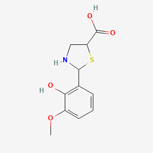 molecular formula C11H13NO4S B2675208 2-(2-Hydroxy-3-methoxyphenyl)thiazolidine-5-carboxylic acid CAS No. 298686-97-2