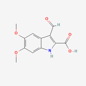 molecular formula C12H11NO5 B2675213 3-formyl-5,6-dimethoxy-1H-indole-2-carboxylic acid CAS No. 858769-50-3